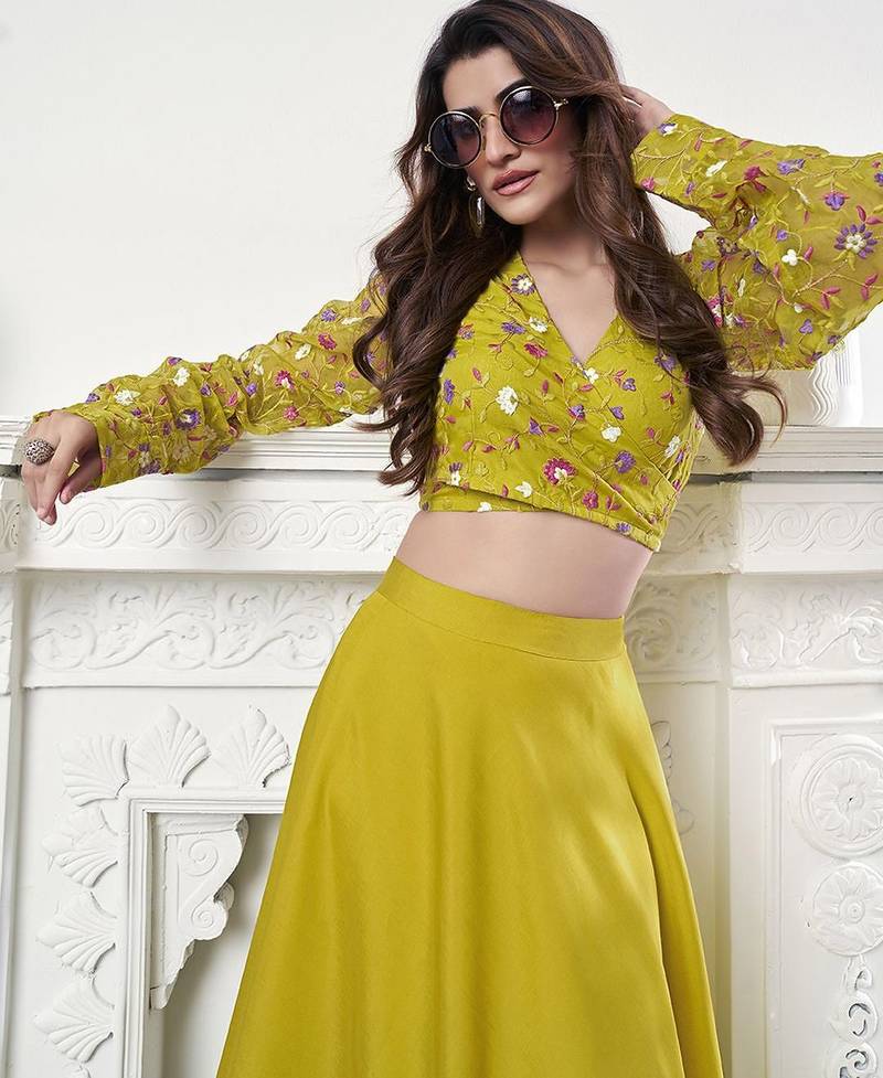 Embroidered Organza Top & Flared Maxi Skirt Co-Ord Set