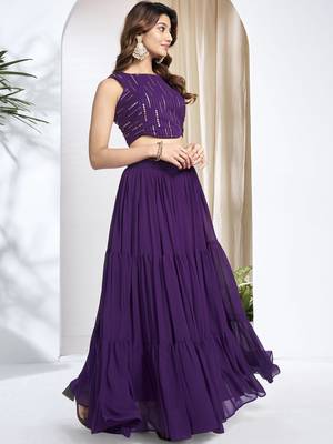 Women Striped Siquinned Embroidered Top with Skirt Co-Ords 3