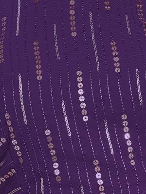 Women Striped Siquinned Embroidered Top with Skirt Co-Ords 6