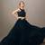 Women Stylish Navy Blue Embellished Top with Solid Skirt