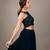 Women Stylish Navy Blue Embellished Top with Solid Skirt