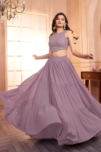 Embroidered Top With Skirt