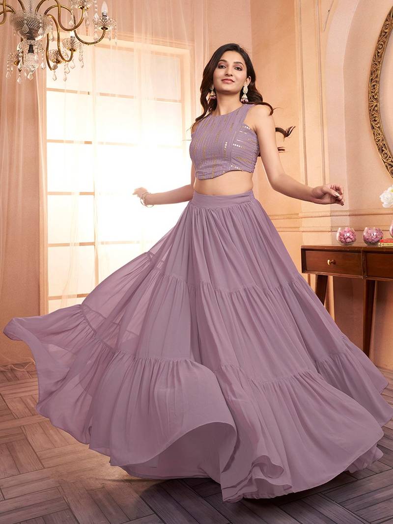 Embroidered Top With Skirt