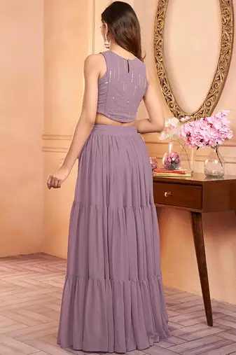 Embroidered Top With Skirt