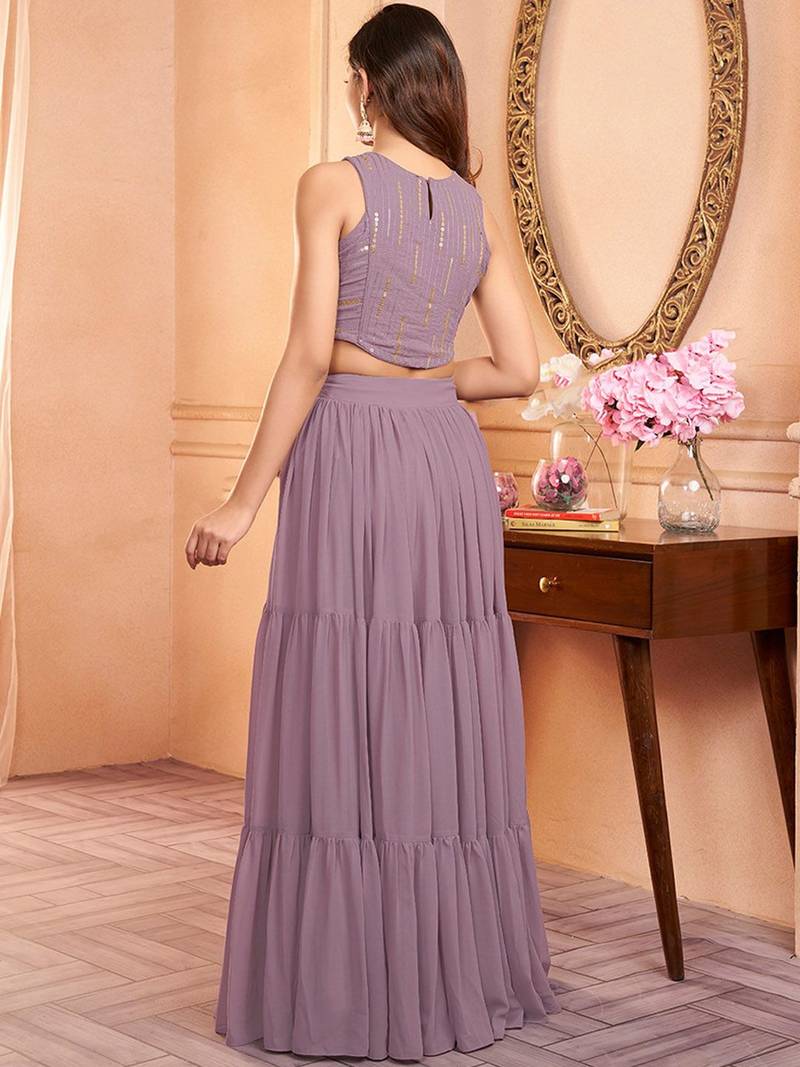 Embroidered Top With Skirt