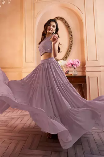 Embroidered Top With Skirt