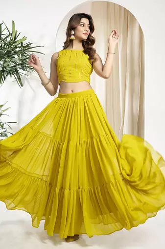 Embroidered Top With Skirt Co-Ords