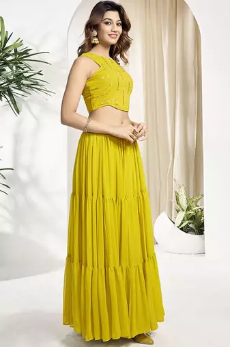 Embroidered Top With Skirt Co-Ords