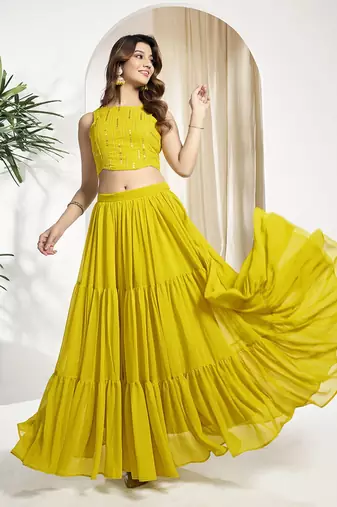 Embroidered Top With Skirt Co-Ords