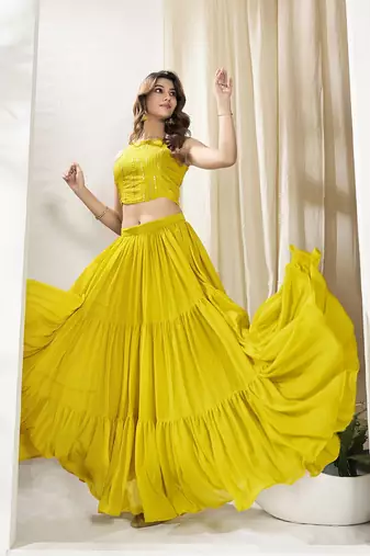 Embroidered Top With Skirt Co-Ords