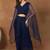Women Striped Thread and Sequinned Embroidered Top with Skirt Co-Ords Set