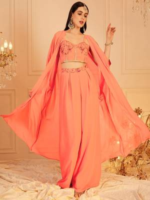 Embroidered Top, Palazzo With Shrug Co-Ords 1