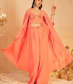 Embroidered Top, Palazzo With Shrug Co-Ords
