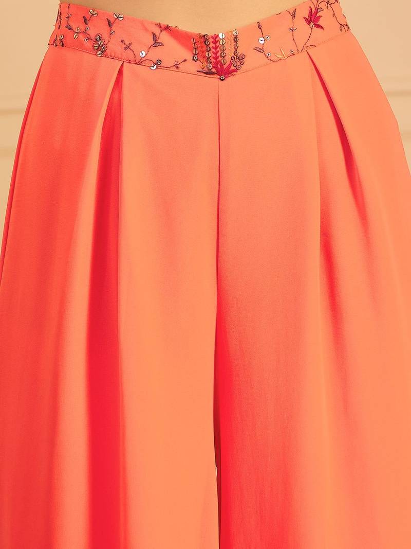 Embroidered Top, Palazzo With Shrug Co-Ords