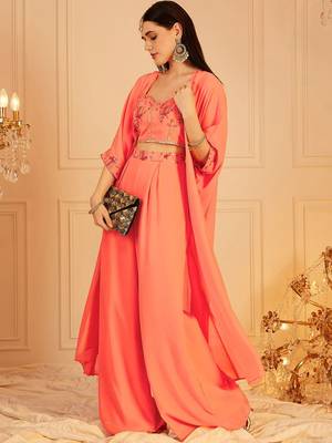 Embroidered Top, Palazzo With Shrug Co-Ords 6