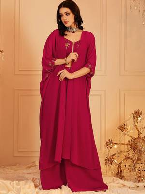 Embroidered Top & Palazzos With Shrug Co-Ords 1