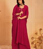 Embroidered Top & Palazzos With Shrug Co-Ords