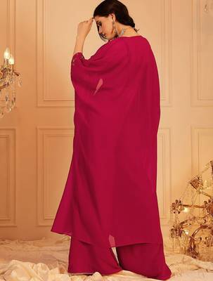 Embroidered Top & Palazzos With Shrug Co-Ords 4