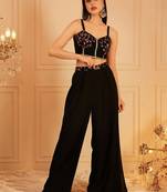 Embroidered Top & Palazzo With Shrug Co-Ords