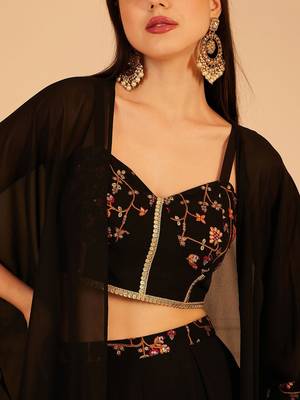 Embroidered Top & Palazzo With Shrug Co-Ords 2