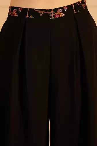 Embroidered Top & Palazzo With Shrug Co-Ords
