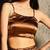 Brown Embellished Sleeveless Shrug With Top & Skirt Co-Ord Set