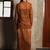 Brown Embellished Sleeveless Shrug With Top & Skirt Co-Ord Set