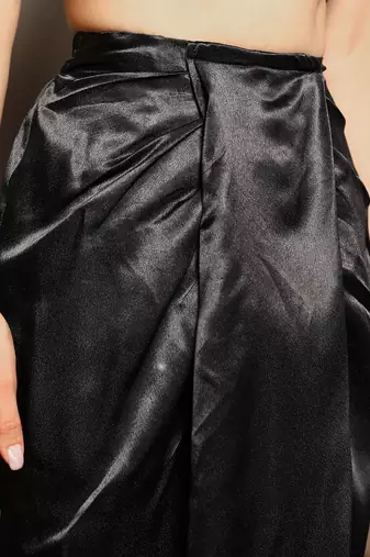 Black Embellished Shirt Collar Top & Skirt With Jacket Co-Ord Set