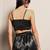 Black Embellished Shirt Collar Top & Skirt With Jacket Co-Ord Set