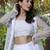 White Embellished Round Neck Top & Skirt With Shrug Co-ords