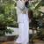 White Embellished Round Neck Top & Skirt With Shrug Co-ords