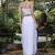 White Embellished Round Neck Top & Skirt With Shrug Co-ords