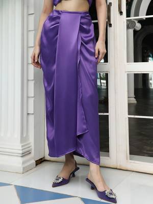 Purple Embroidered Top With Skirt & Shrug Co-Ords 7