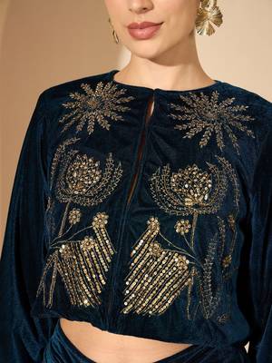 Velvet Embellished Top with Trousers 2
