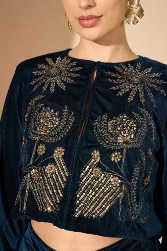 Velvet Embellished Top with Trousers