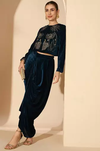 Velvet Embellished Top with Trousers