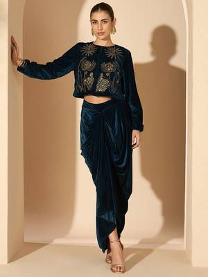 Velvet Embellished Top with Trousers 7