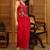 Red Printed V Neck Top With Skirt Co-Ords