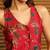 Red Printed V Neck Top With Skirt Co-Ords