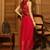 Red Printed V Neck Top With Skirt Co-Ords