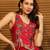 Red Printed V Neck Top With Skirt Co-Ords