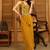 Mustard Printed V Neck Top With Skirt Co-Ords