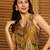 Mustard Printed V Neck Top With Skirt Co-Ords