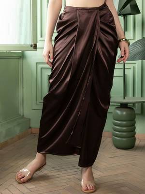 Brown Printed Waistcoat With Skirt Satin Co-Ords 3