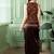 Brown Printed Waistcoat With Skirt Satin Co-Ords