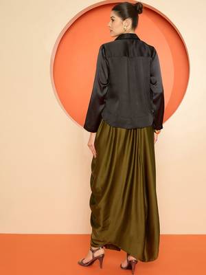 Embellished Shirt Collar Shirt With Skirt 5