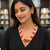Pearl and red coral bead 3-layer necklace set with earrings