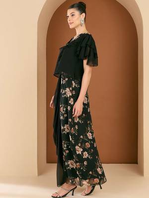 Embellished V-Neck Top With Draped Skirt 5