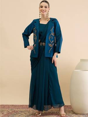 Embellished Top Skirt & Coat Set 1