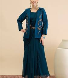 Embellished Top Skirt & Coat Set